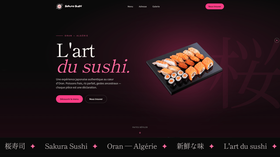 Sakura Sushi Oran website